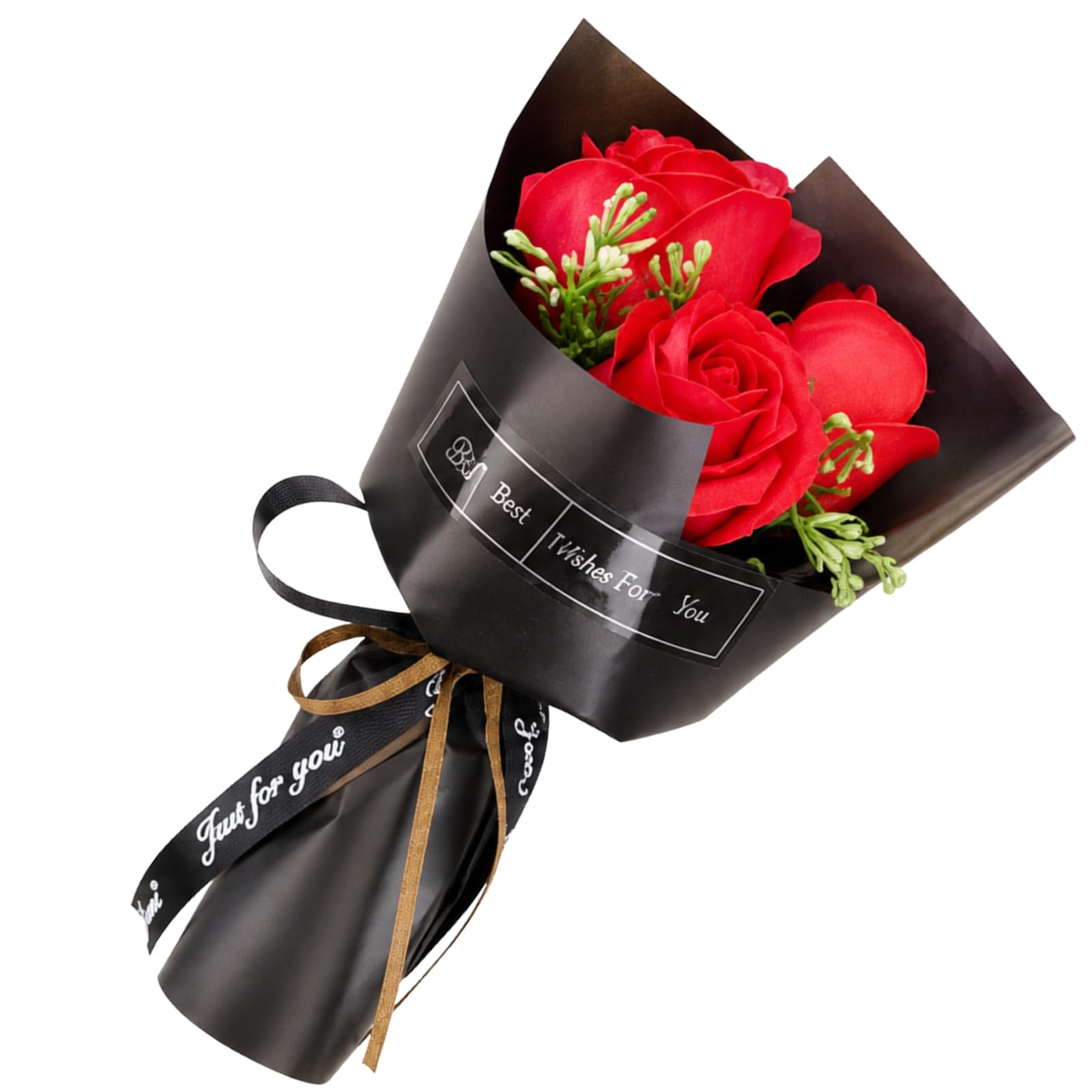 CXZDR 3-Head Artificial Rose Bouquet, 24 cm, Gift and Table Décor，Red