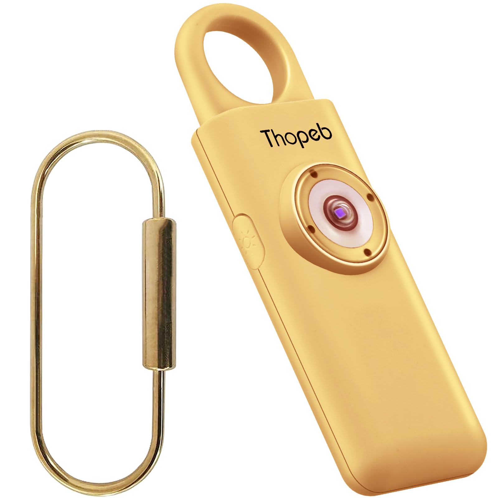 Thopeb Personal Alarm for Women– Extra Loud Siren and LED Strobe Light- Police Approved- Rechargeable- Original Self Defense Siren and Key Chain, Helps Elders & Super-Long Battery Life- (Gold) — image 1
