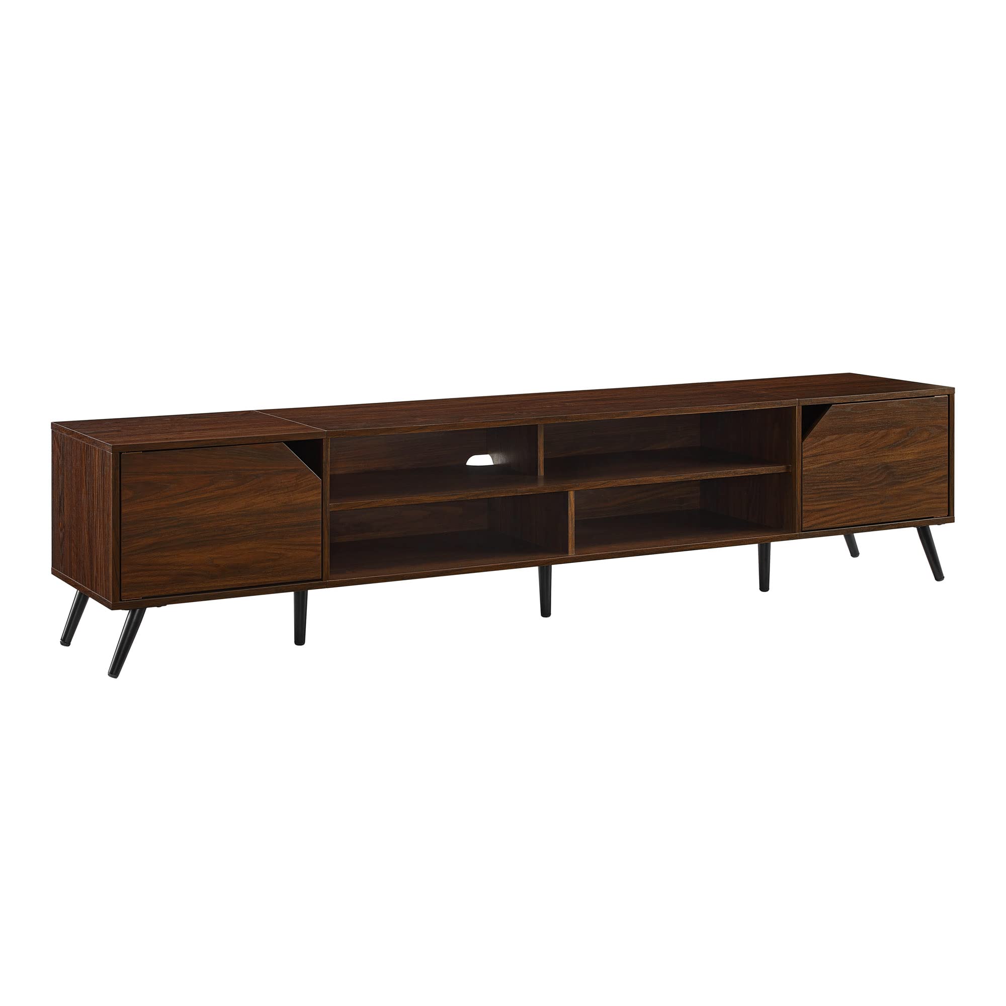 (Incomplete) Walker Edison Nora Modern Minimal Open-Shelf TV Stand for TVs up to 90 Inches, 80 Inch, Dark Walnut
