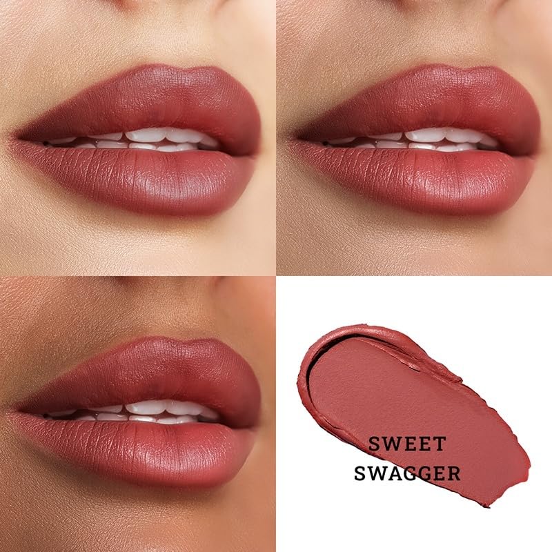 Image of HD Matte Lipstick, Transfer-Proof Makeup, Sweet Swagger, 4.2g | Hyaluronic Acid & Marula Oil Formula, All-Day Wear, One-Glide Application With Rich Colour Payoff, Vegan & Paraben Free