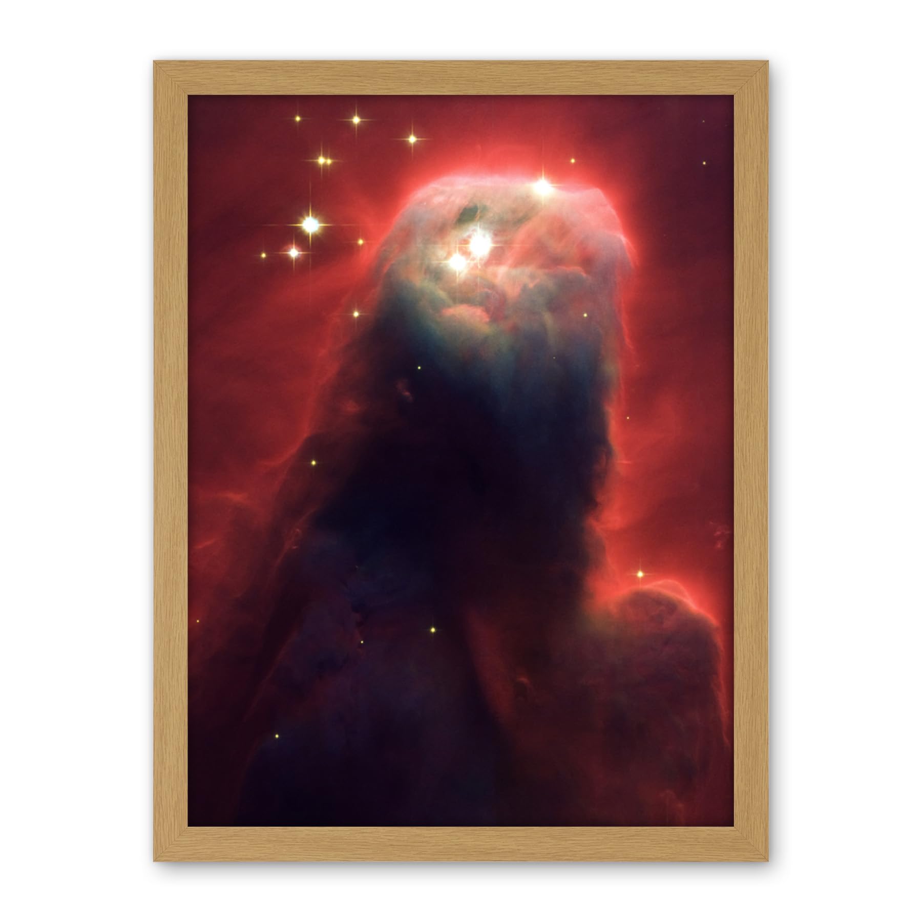 Artery8 Hubble Space Telescope Image Cone Nebula NGC 2264 Large Red Blue Pillar Of Gas And Dust In Star Forming Incubator Region Artwork Framed Wall Art Print 18X24 Inch