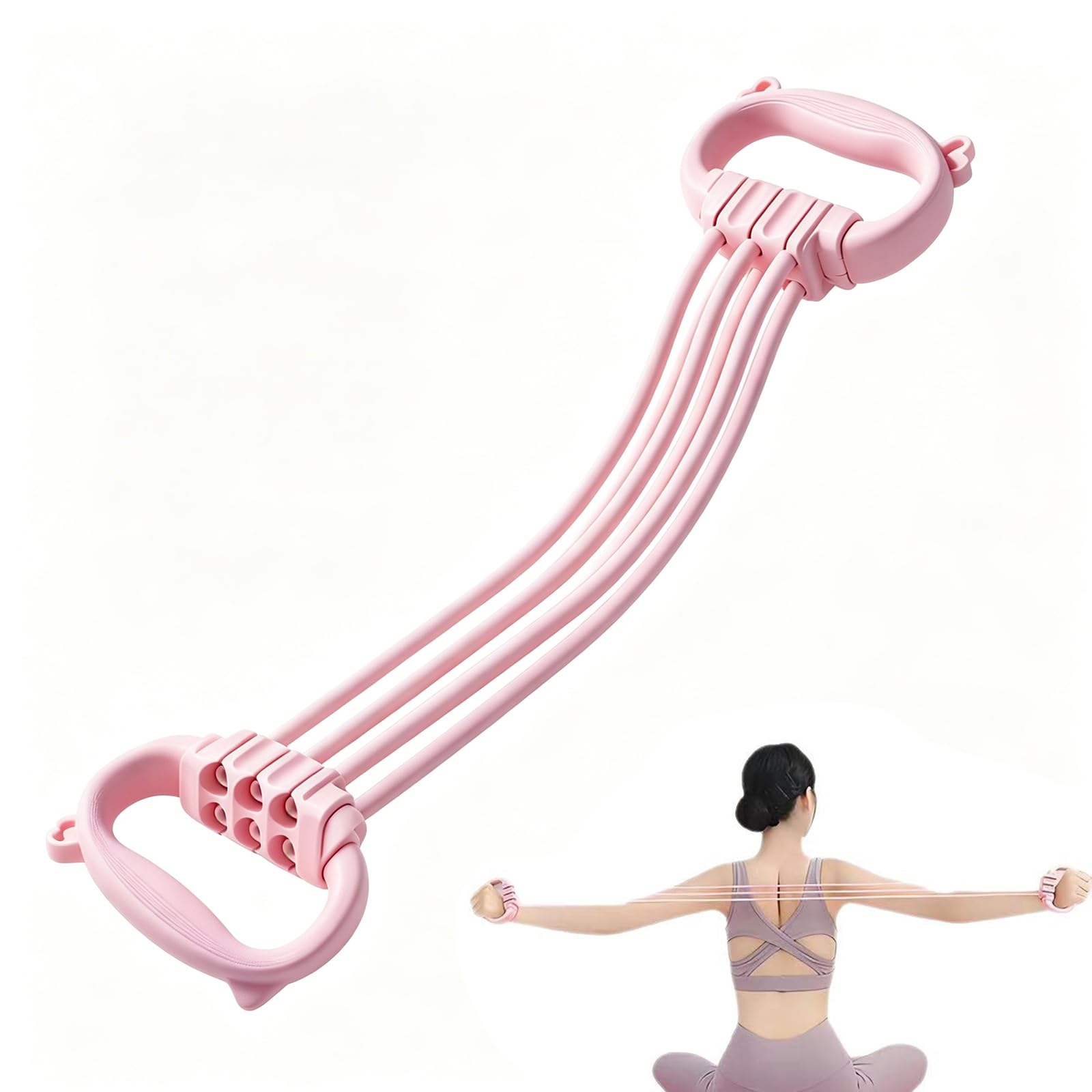 Adjustable Figure 8 Resistance Band, 6-Level Pull Rope with Handles, Elastic Exercise Band for Back Posture Correction, Home Gym Yoga Stretch Fitness Equipment for Women Beginners