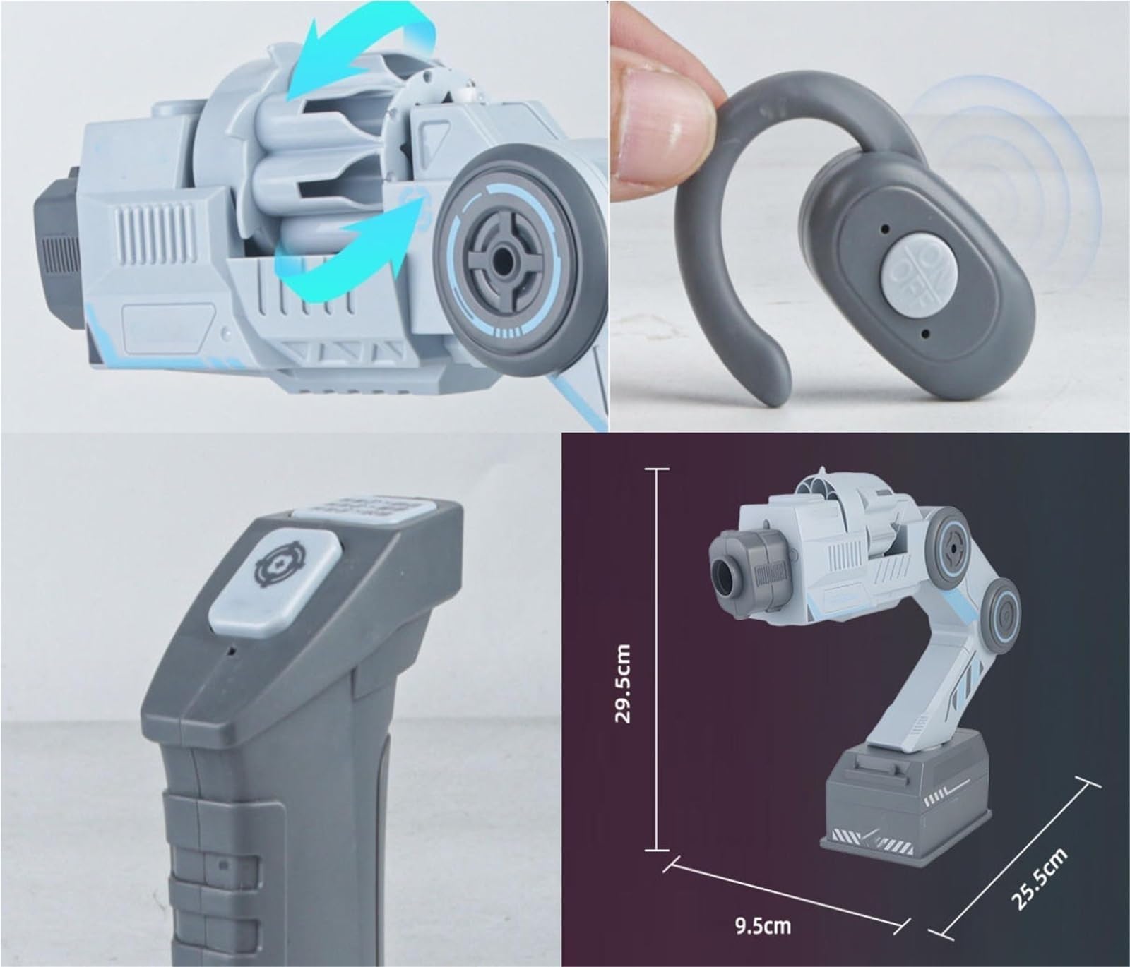 Fajny Indukcyjny Blaster Śledzący Ramię Robota, Mechaniczny Blaster Z Piankowym Ramieniem Z Inteligentnym Śledzeniem – Zabawka Do Montażu Na Ramieniu Z Pilotem(Blue Water Bullet)