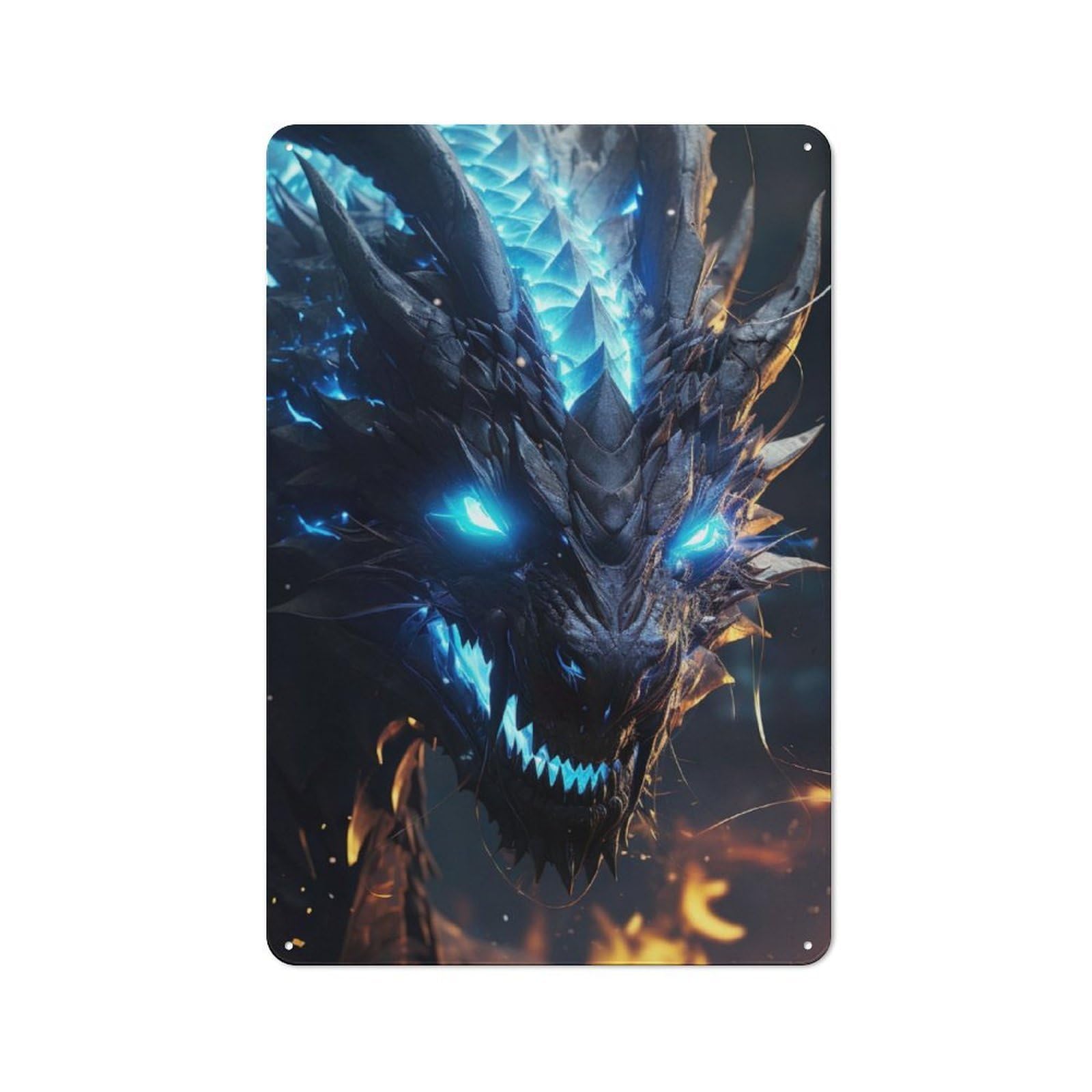 Junmoney Blue Lightning Dragon Rustic Tin Sign 30X20cm Featuring For Garage Or Workshop, For Updating Garage And Workshop After Moving