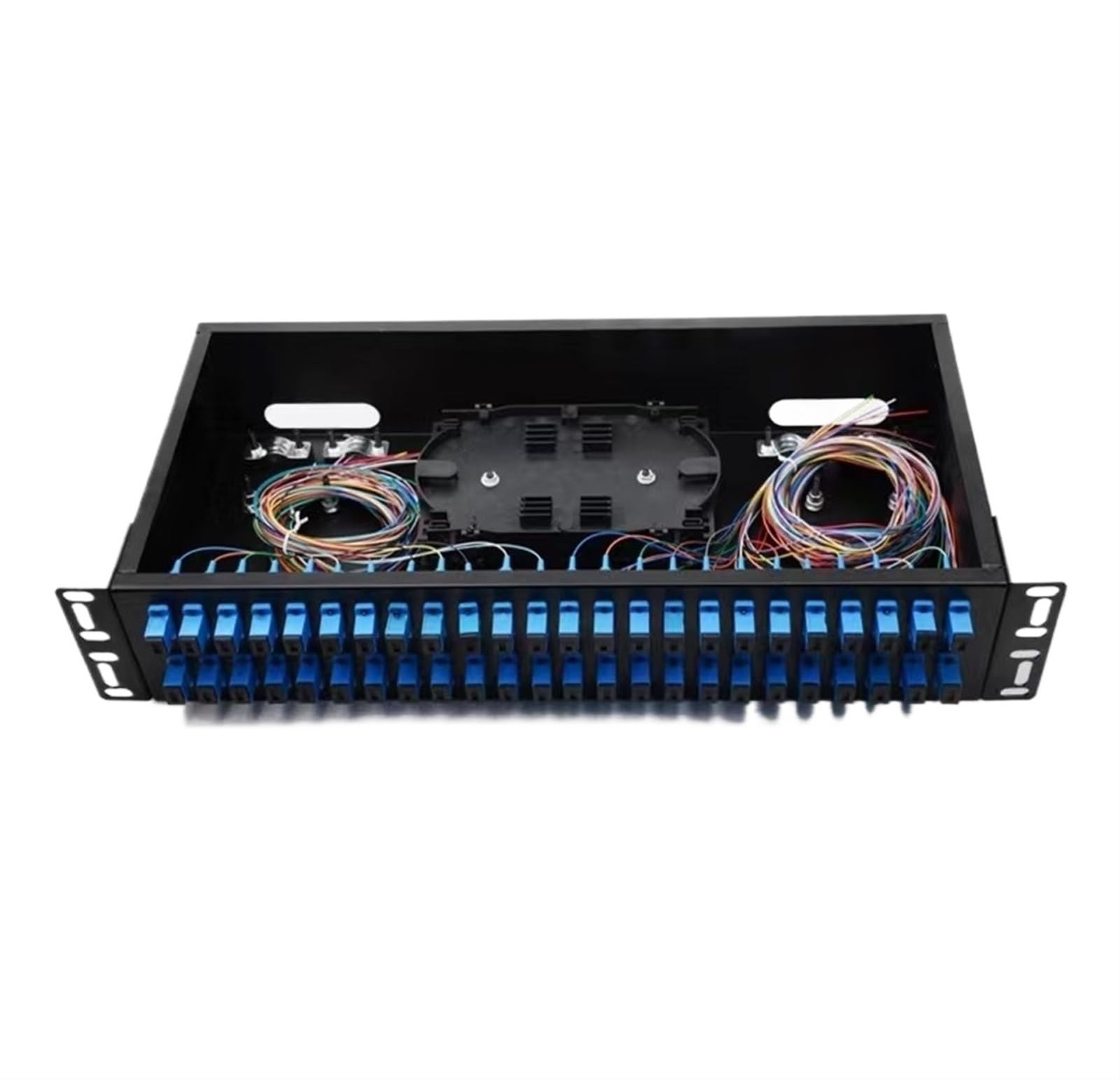 GHZHANG 48 Port Junction Box SC Full Configuration 48 Core Fiber Optic Distribution Frame Panel Square Head with Pigtail Flange