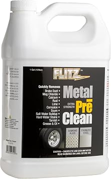 FLITZ Metal Pre-Clean - 1 Gallon of USA-Made Stainless Steel Cleaner - Works on Aluminum, Brass, Copper, More - Tarnish, Rust Remover for Metals - Non-Abrasive Aluminum Deoxidizer 1 Pack