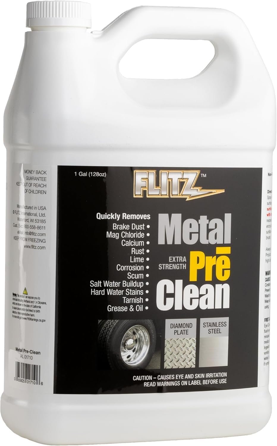 Flitz Metal Pre-Clean - 1 Gallon of USA-Made Stainless Steel Cleaner - Works on Aluminum, Brass, Copper, & More - Tarnish, Rust Remover for Metals - Non-Abrasive Aluminum Deoxidizer (1 Pack)