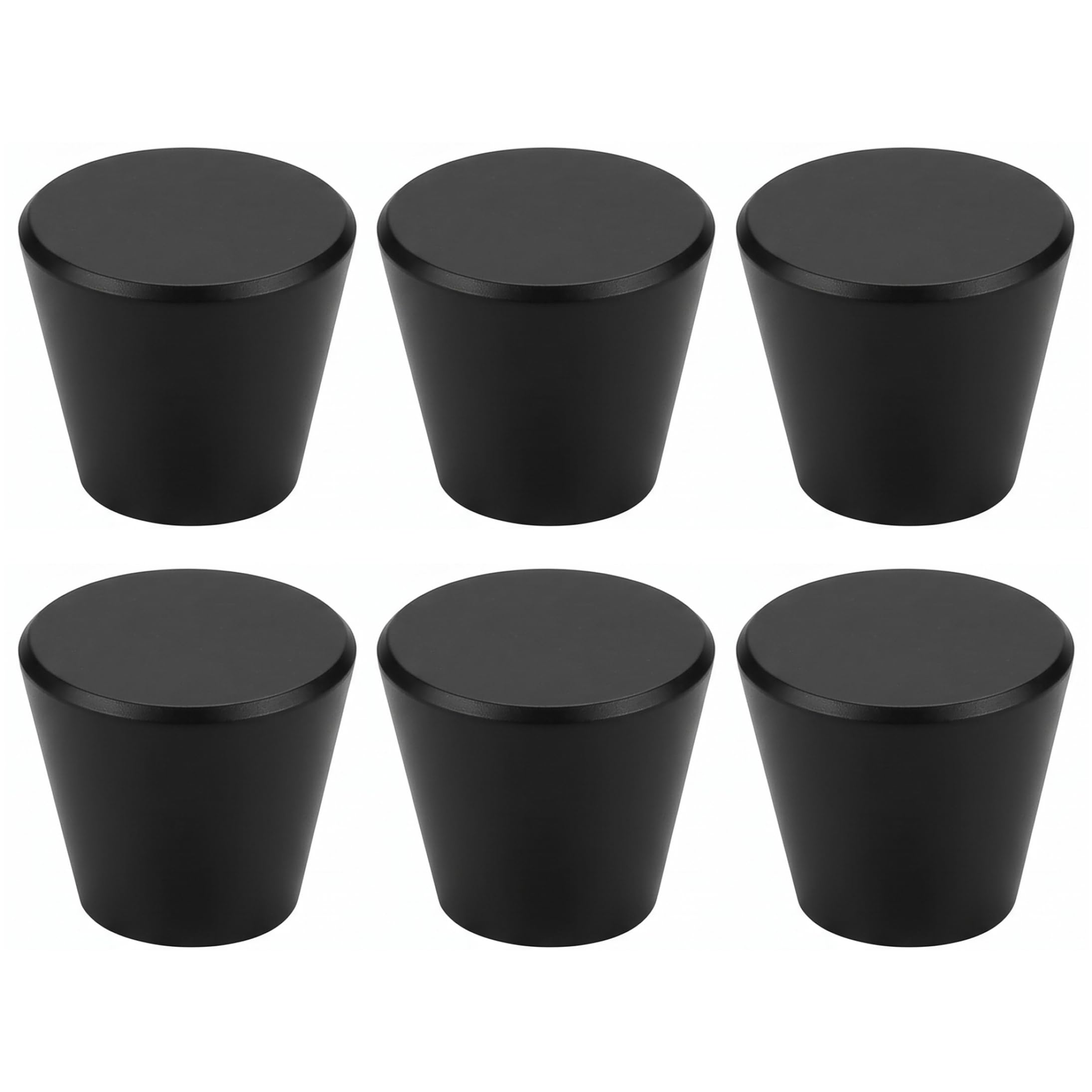 6 Pack Dresser Handles, Modern Round Cabinet Knobs, Sturdy Aluminum Alloy Hardware Pulls for Drawers Wardrobe, Black Drawer Knobs Dresser for Cabinets and Drawers