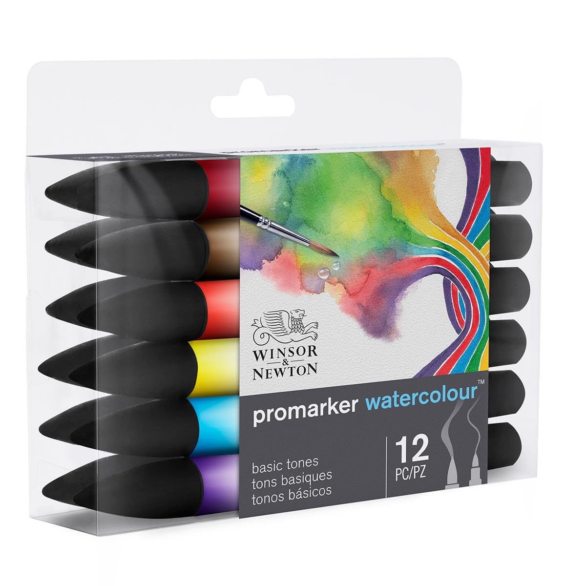 Winsor & Newton ProMarker Watercolour – Tonalità di Base - Set di 12 Pennarelli
