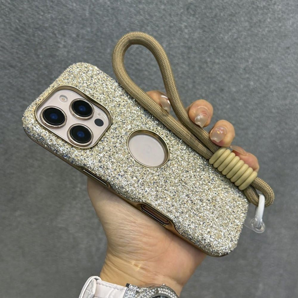 Etui z błyszczącymi diamentami i kryształkami do iPhone'a 12 13 14 15 16 Pro Max Plus, błyszczące, wstrząsoodporne, z paskiem na nadgarstek i osłoną na przewód, czerwone, do iPhone'a 12 Pro