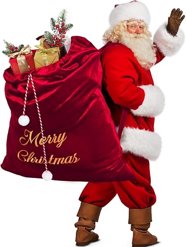 Miniatura 10 de WILLBOND Bolsas de regalo grandes de terciopelo de Navidad de 36 x 30 pulgadas, bolsa de regalo de Papá Noel con cordón, bolsa de regalo de Navidad,