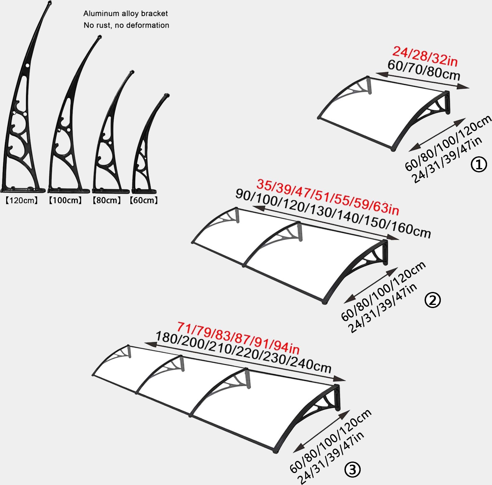 Tettoia per Porta e Ingresso, Pensilina Tettoia per Porta, Tendalino per Finestra Moderno, Resistente ai raggi UV alla pioggia, Tettoia per Esterno Porte Finestre-Blu-80x300cm