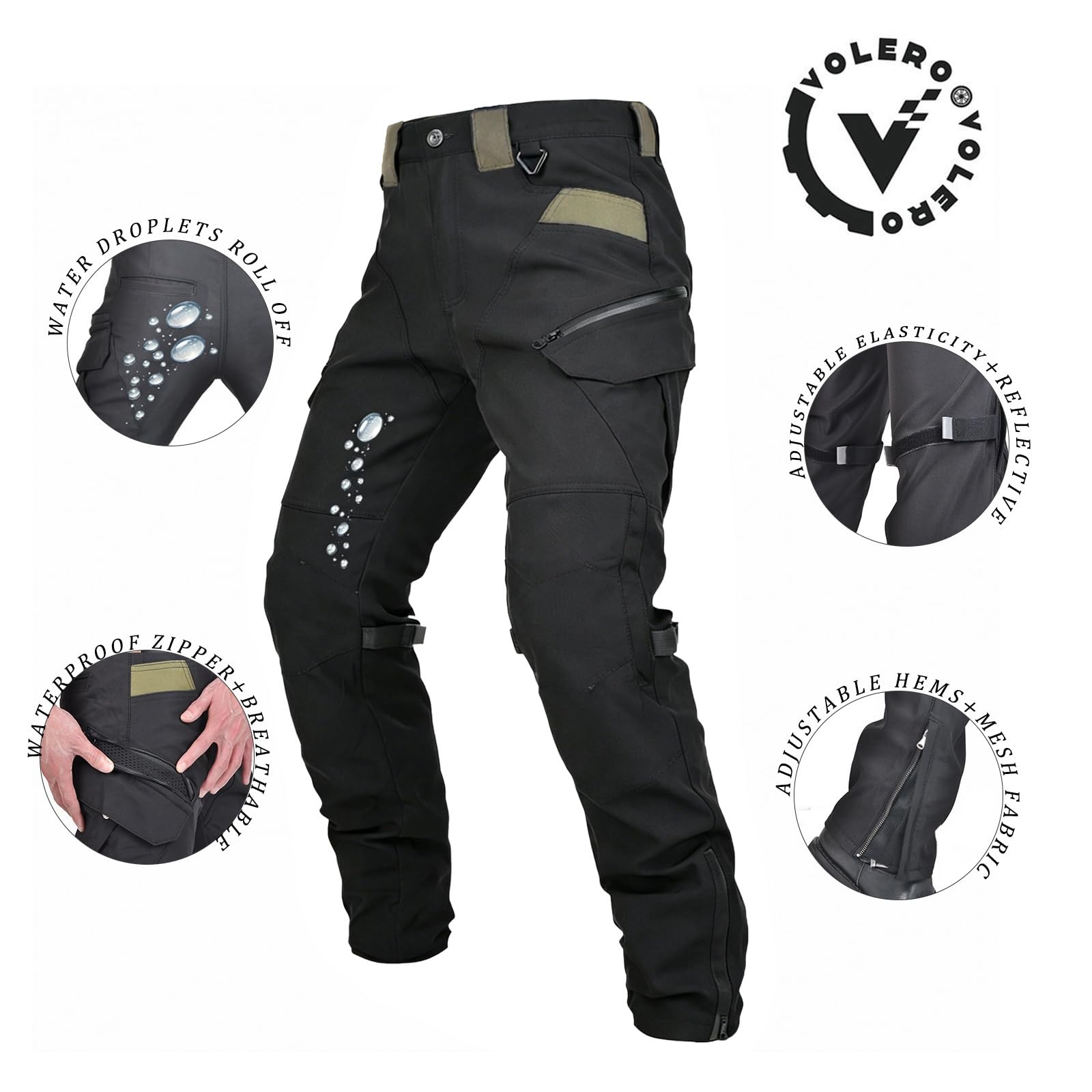 Motorradhose Herren mit CE Protektoren (Honeycomb) – Höhenverstellbar & Fixierbar, 97% Baumwoll-Stretch, Motorrad Textilhose 4-Saison Stadt, Leicht Wasserdicht & Reflektierend