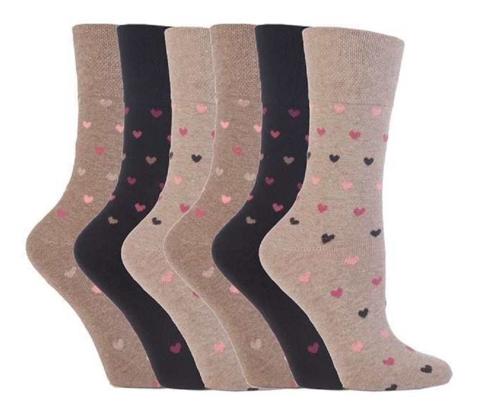 Sock Shop Gentle Grip Women's Gg48 6 Pairs Plain Gentle Grip Honeycomb Top Socks 6 Colours (Gg48)