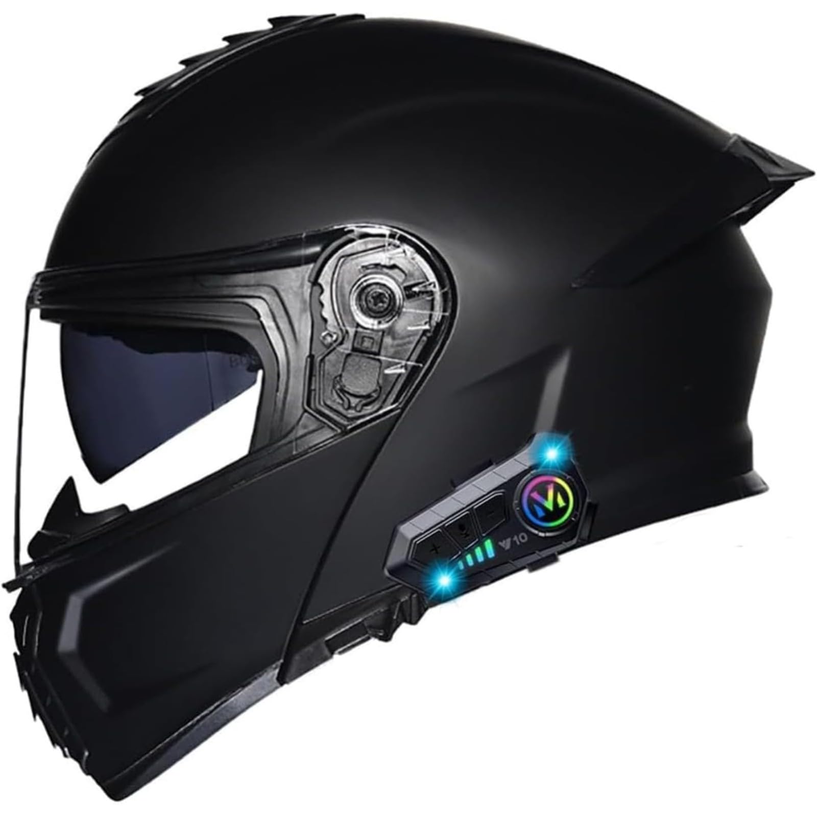 Kask motocyklowy Bluetooth, zatwierdzony przez DOT/ECE, kask motocyklowy typu flip up, modułowy kask z podwójnym wizjerem, słuchawki do automatycznej odpowiedzi D, M = 57~58 cm