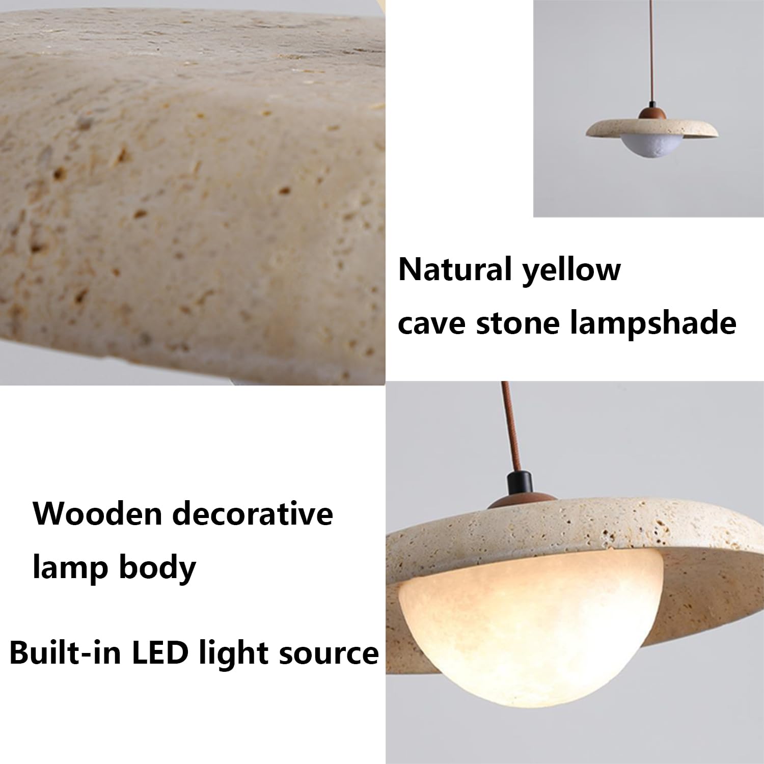 Lampadario Creativo Sospensione Travertino Stile Giapponese 9,8 In