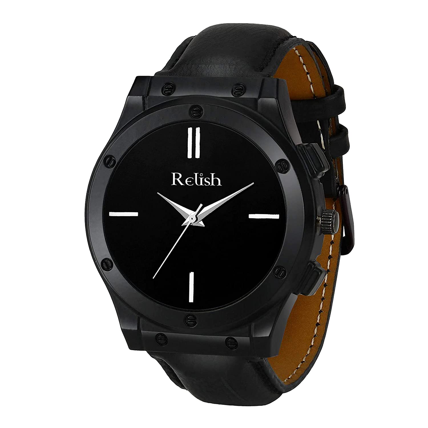 Relish Analog Stainless Steel Case Black Strap Analog Display Quartz Watch | Dark Series (Black) (B09312W28R) Amazon Price History, Amazon Price Tracker