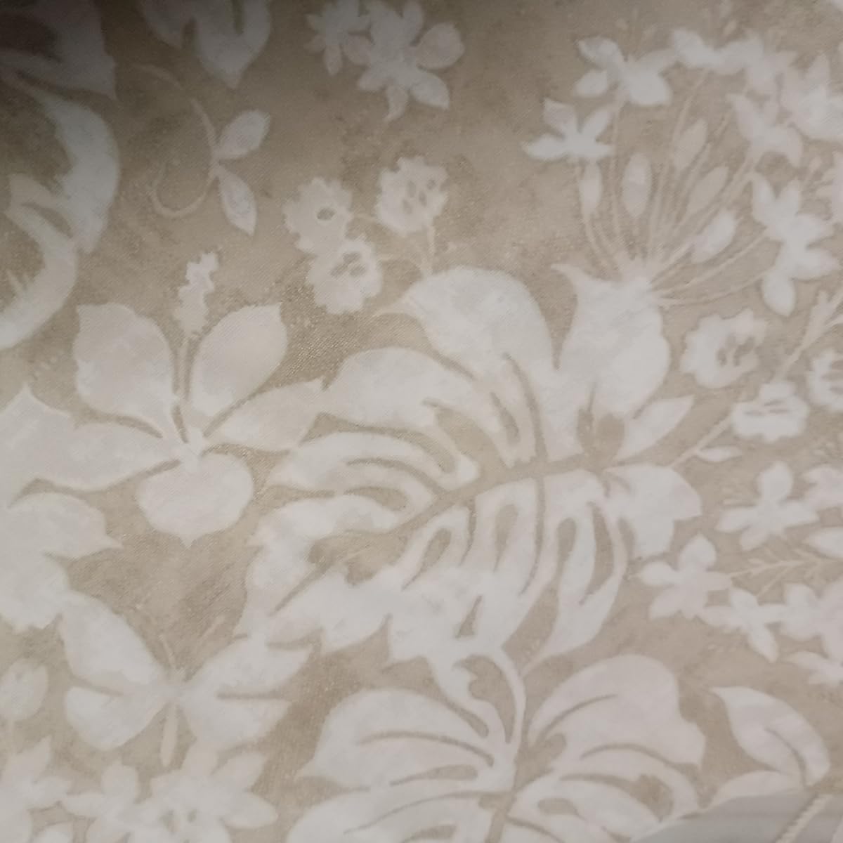 Falda Mesa Camilla Verano Redonda Estampada - Flores y Hojas Natural - Tela Loneta Algodón Oeko-Tex - Hecho en España (Beige, 90 cm Diámetro)
