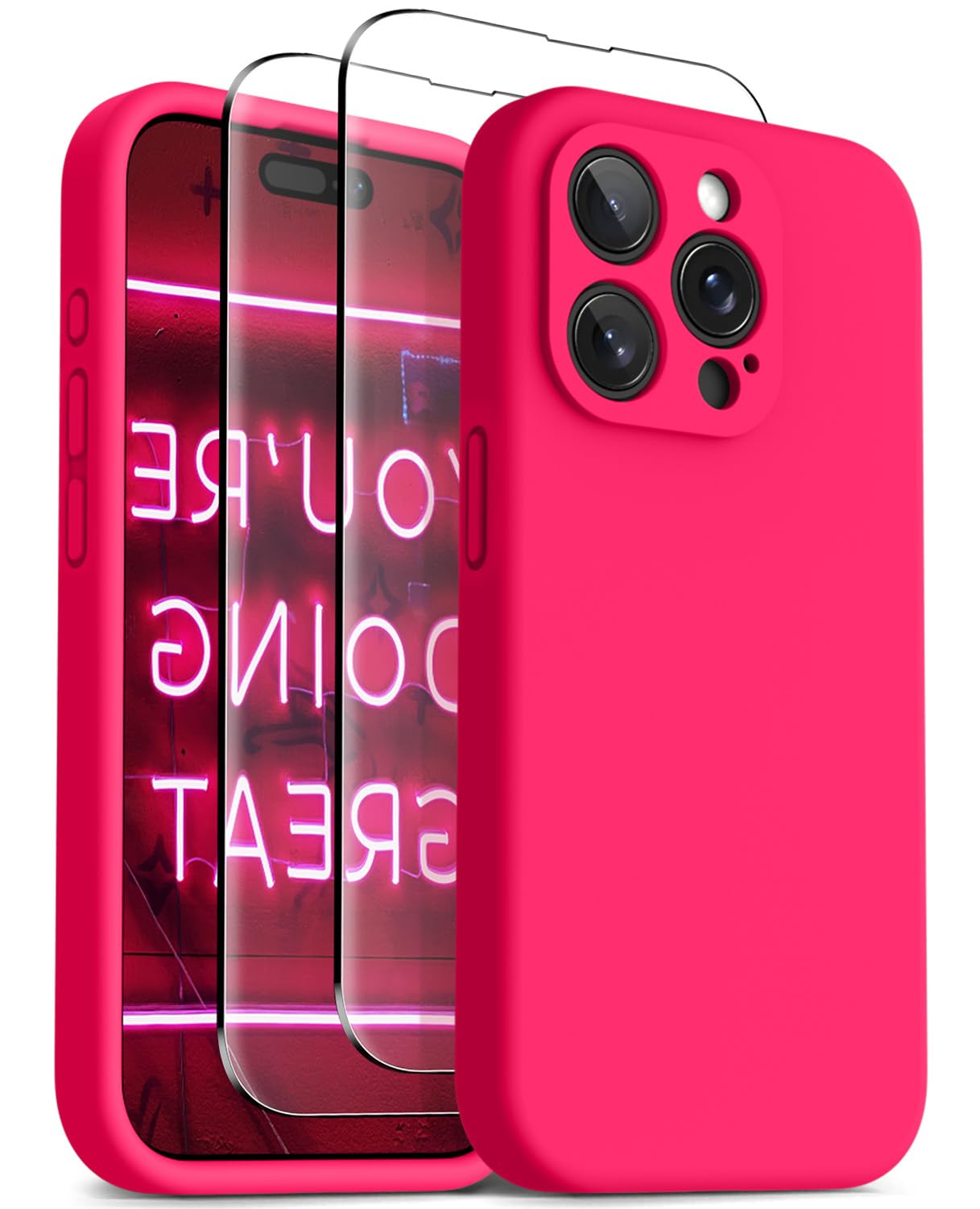 OTOFLY Magnetic for iPhone 15 Pro Max Case Compatible with MagSafe, [Full Camera Protection][Screen Protector] Full-Body Silicone Shockproof Phone