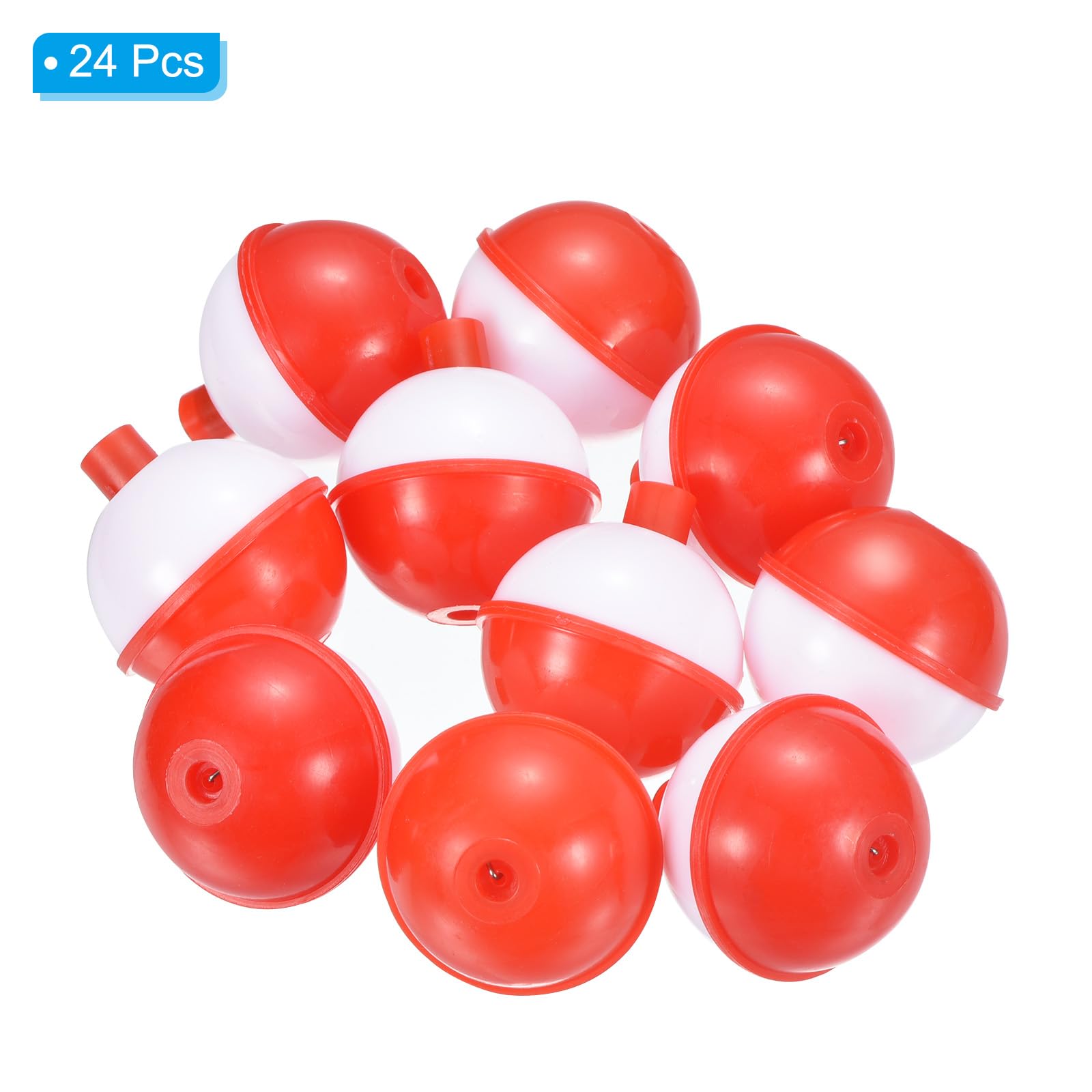 PATIKIL 1.5 Inch Fishing Bobber, 24 Pack Hard ABS Push Button Round Buoy Fishing Float Tackle, Red and White - Image 3