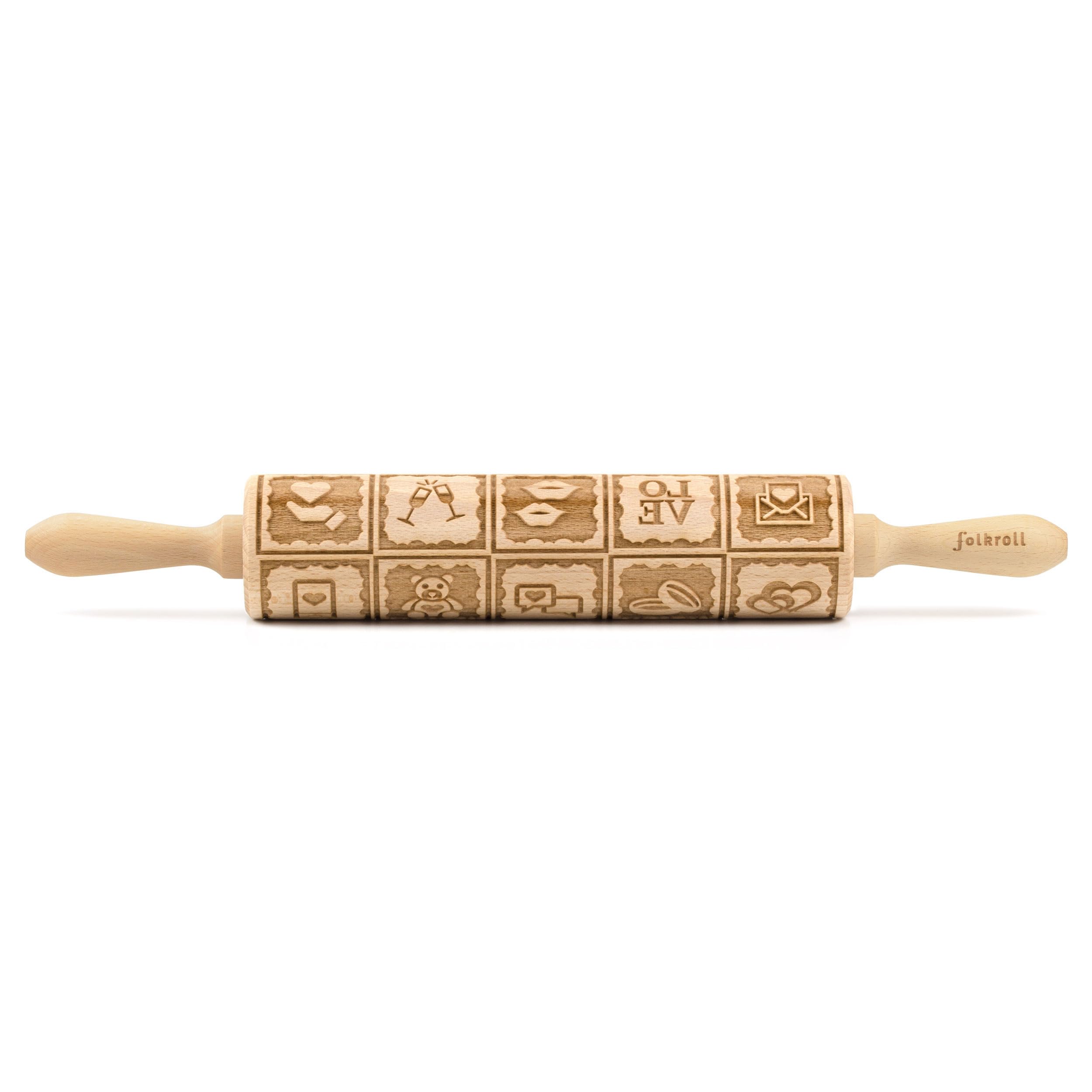 Rodillo de Pastelería Mensaje de Amor Rodillo de Estampado de Madera de Haya Grande