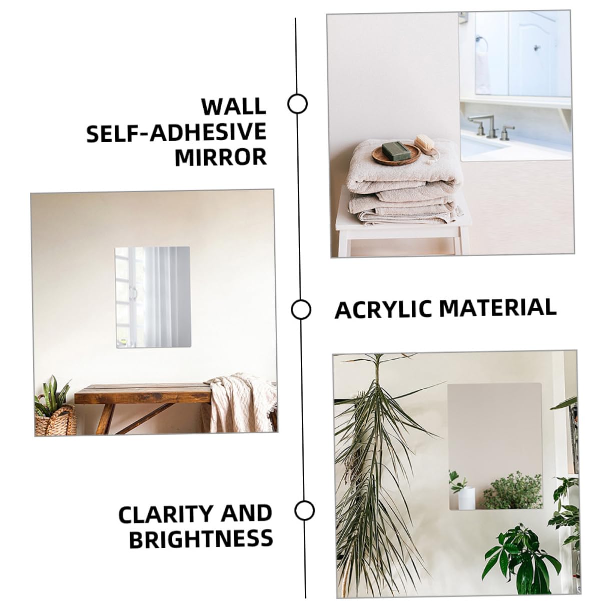 BESTYASH 4 pezzi Acrilico Autoadesivo Design per Decorazione Facile da e Installare per Bagni e