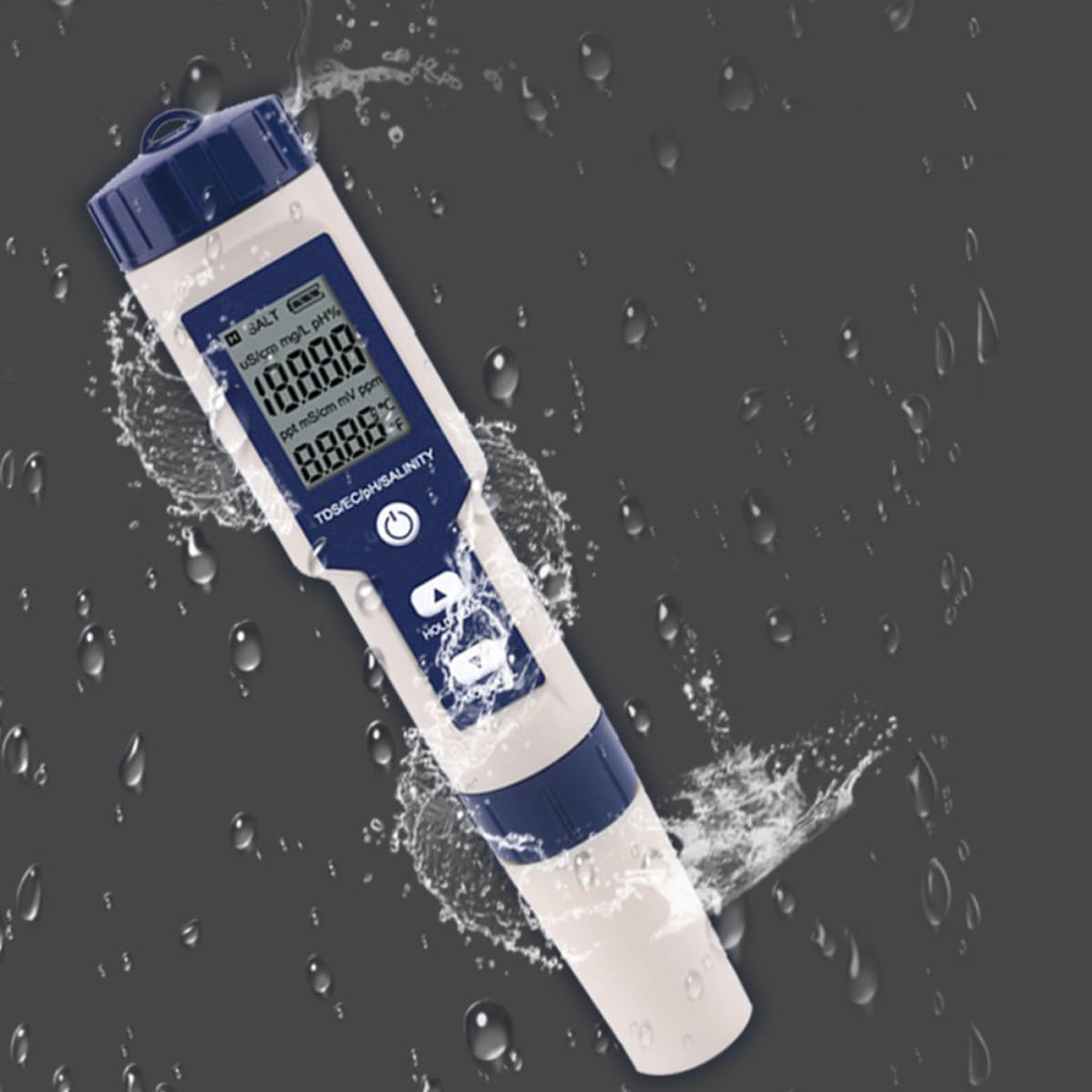 Toyvian Medidor Digital de Salinidad y Ph para Piscina y Acuicultura Medición Precisa, Material Plástico y Funcionamiento 3 Baterías Lr44