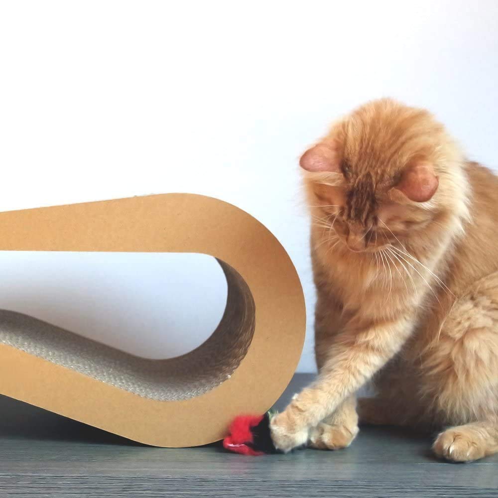 PetValley Tiragraffi per Gatti Kit Cuccia + Grattone Kraft Prodotto di Design in Cartone Ondulato Made in Italy, Ideale Come Cuccia, Palestra e Graffiatoio. 100% Riciclabile