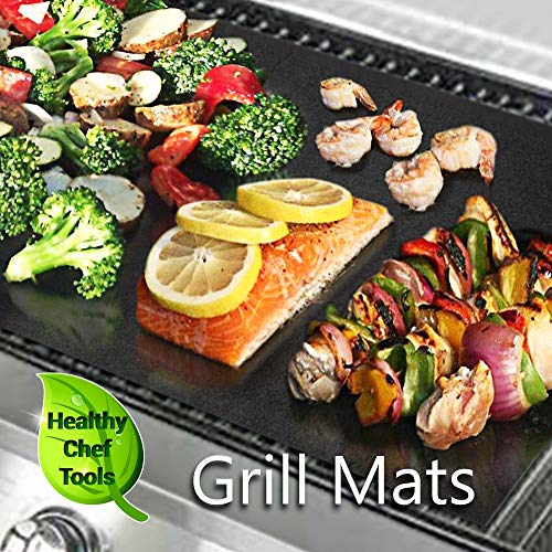 (Set of 3) 2 Premium BBQ Grill Mats and 1 Bonus Baking Sheet