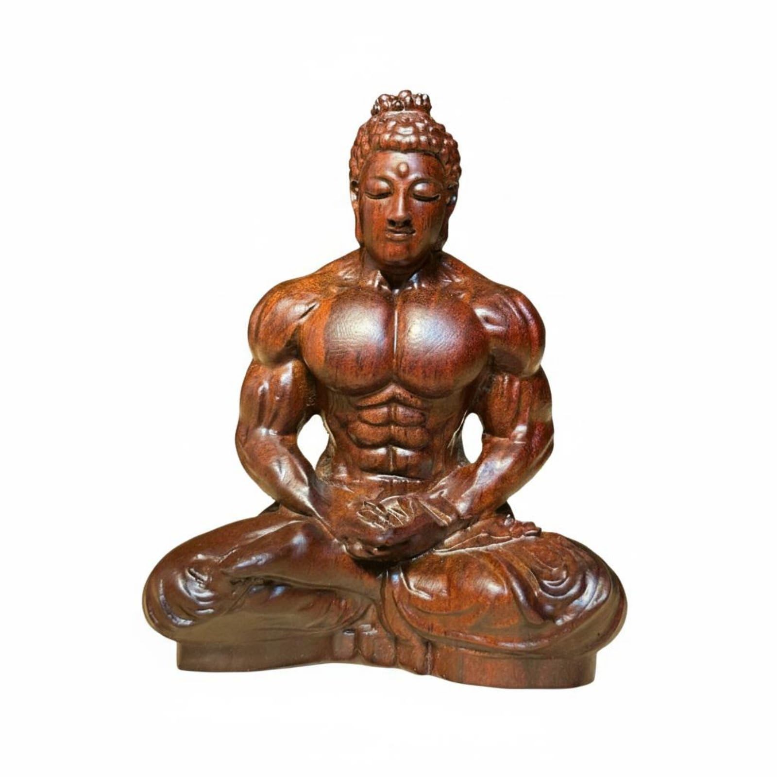 Perfeclan Estatua Buda de Madera Figura Escultura Talla Artística de Buda en Madera Maciza con Detalle Artesanal Adecuada para Escritorio de Oficina Estanterías, 14-12-7.5cm, Ebony
