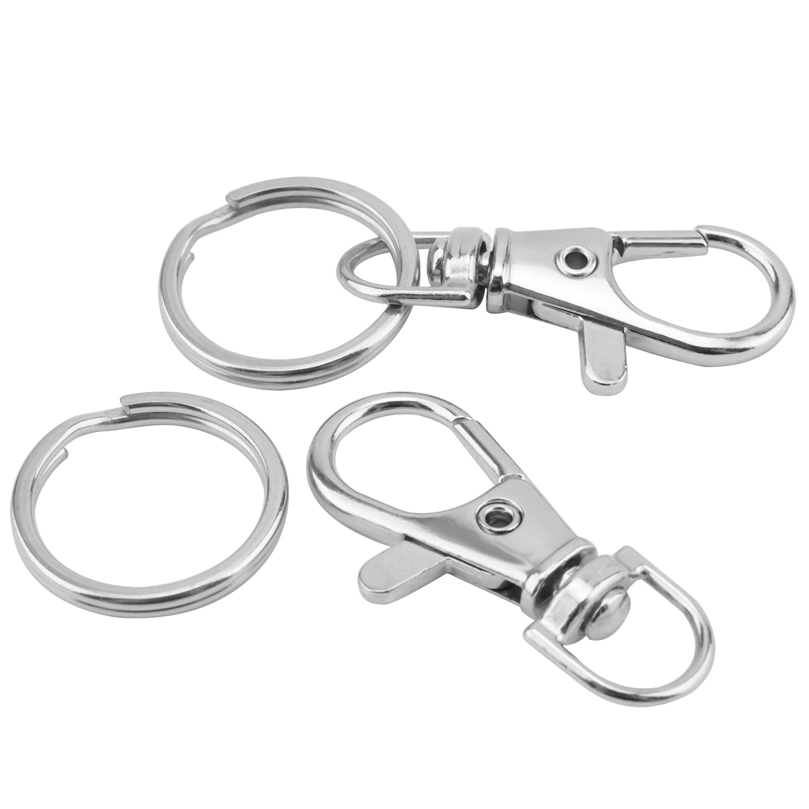 DAKFOOK Lot De 400 Fermoirs Mousquetons Pivotants Avec Anneaux Fendus