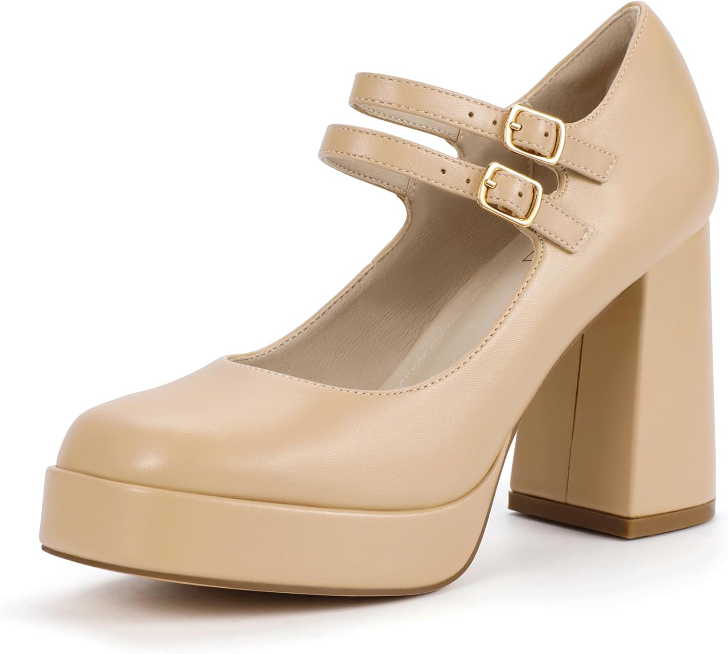 IDIFU IN4 Mary Jane Shoes Platform Chunky High Heels Closed Toe Dress Shoes for Women Wedding Work Business Homecoming Party Shoes Comfortable Casual Dressy Square Toe Heels Pumps