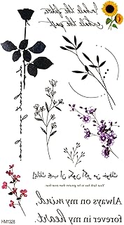 تاتو تيك 1 ورقة متوسطة شبه دائمة 21 × 12 سم، تاتو مؤقت بتصميم فني للبالغين، يدوم 1-2 اسبوع، مقاوم للماء، مظهر واقعي، بدون لاصق، بدون انعكاس (HM-1328)