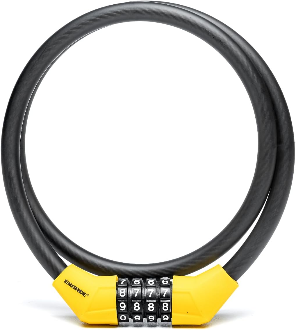 Candado de cable de bicicleta para niños, antirrobo, combinación de 4 dígitos, candado de cable de acero de 3 pies para bicicleta, motocicleta, scooter eléctrico, bicicleta eléctrica (4 dígitos-3 pies)