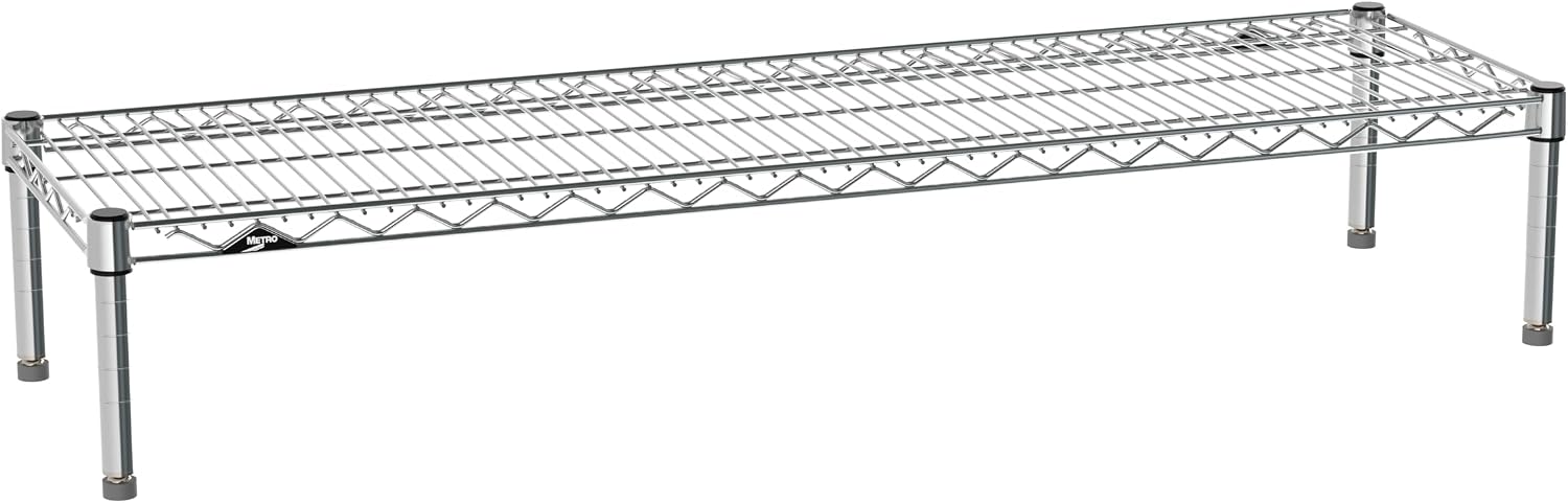 METRO Super Erecta Countertop Wire Shelf Organizer – Heavy-Duty One-Shelf Countertop Storage Rack with Rubber Feet, 250lbs. Cap. – Kitchen, Home, Office Storage Organizer 14”W x 48”L x 7”H - Black