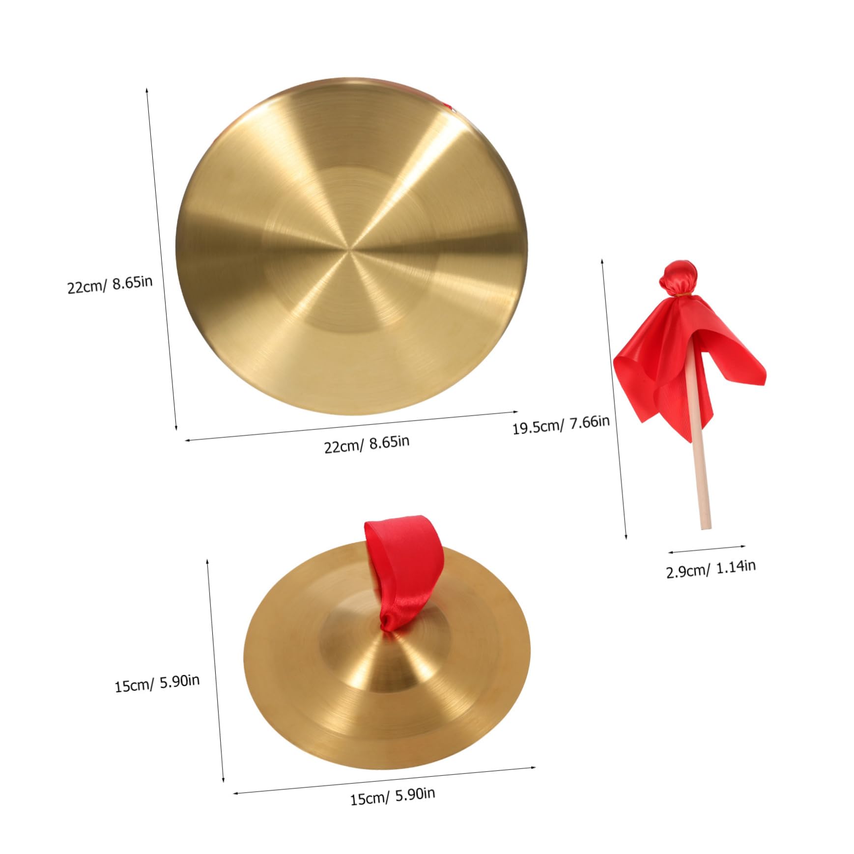 ibasenice 1 Set Gong Cymbal Set Chinese Hand Gong Mallet Traditional Chinese Percussion Instrument Perfect for Schools Orchestras Personal