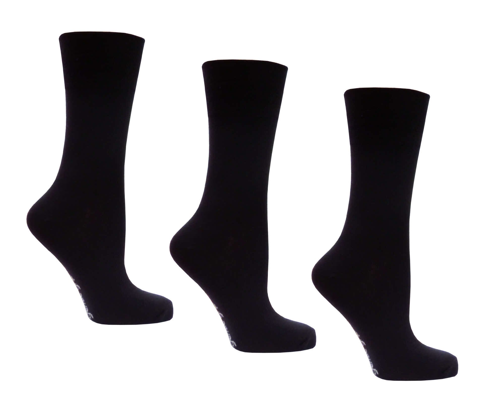 Maybury Socks Women's Black Socks, Soft Cuff, 3 Pairs Of Plain Socks, 4-8 Uk, 37-42 Eu, Light Hold Honeycomb Top, Ideal Elastic Free Diabetic Socks