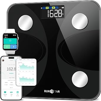 RunSTAR Scales for Body Weight and Fat Percentage, High precision 0.1lb Bathroom Scale with Large Display, Weight scale with 13 Body Composition data with App and Bluetooth, BMI Health Monitor-400lb