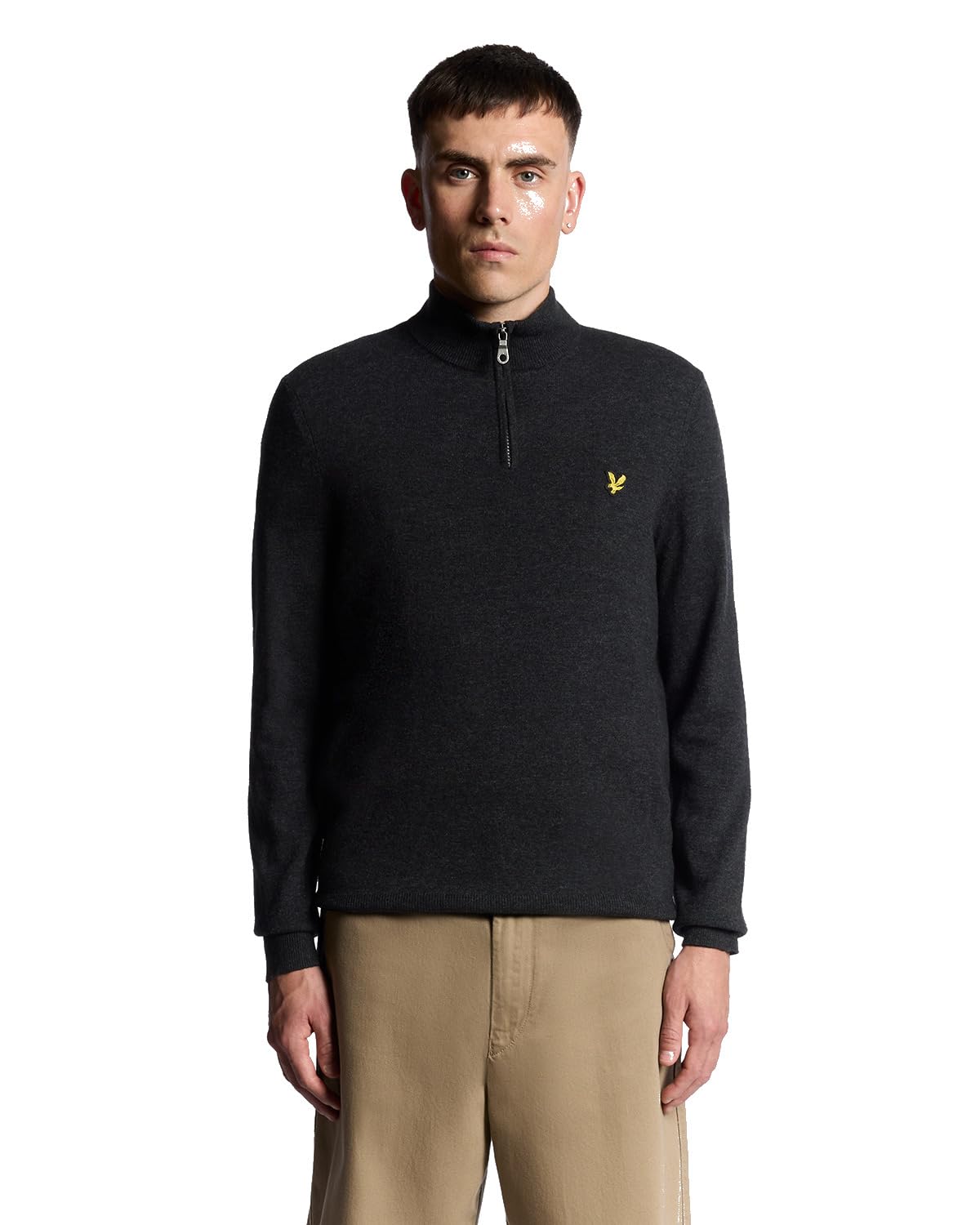 Lyle & Scott Mid Knits Lambswool Blend Quarter Zip Jumper W155 Jet Black Marl, M