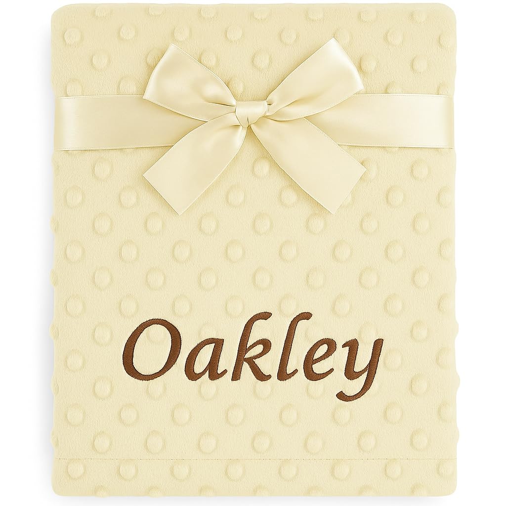 Baby Boy Girl Personalised Blanket Embroidered Name Bobble Star (Beige Bobble)