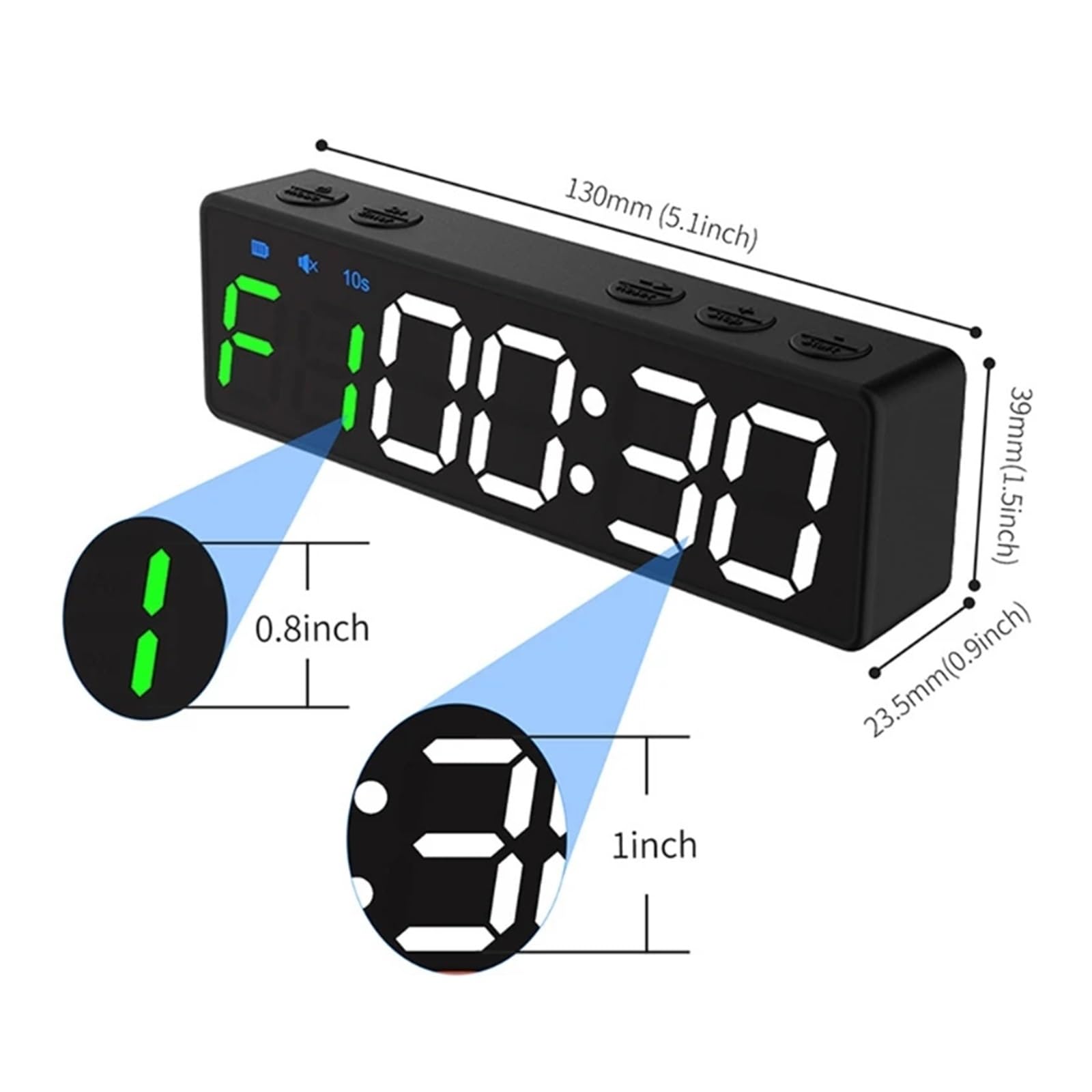 Timer palestra, Orologio timer da palestra, allenamento, orologio a intervalli, cronometro, conto alla rovescia/su, a LED, for fitness all'aperto(1)
