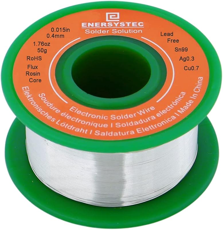 0.4mm Solder Wire Extra Thin Gauge 0.015 inch Diameter Rosin Flux Core Lead-Free 1.76oz 50g Sn99 Ag0.3 Cu0.7 Electronics Soldering Fine Electrical Solder Flow Small Solder Tiny Electric Soldering