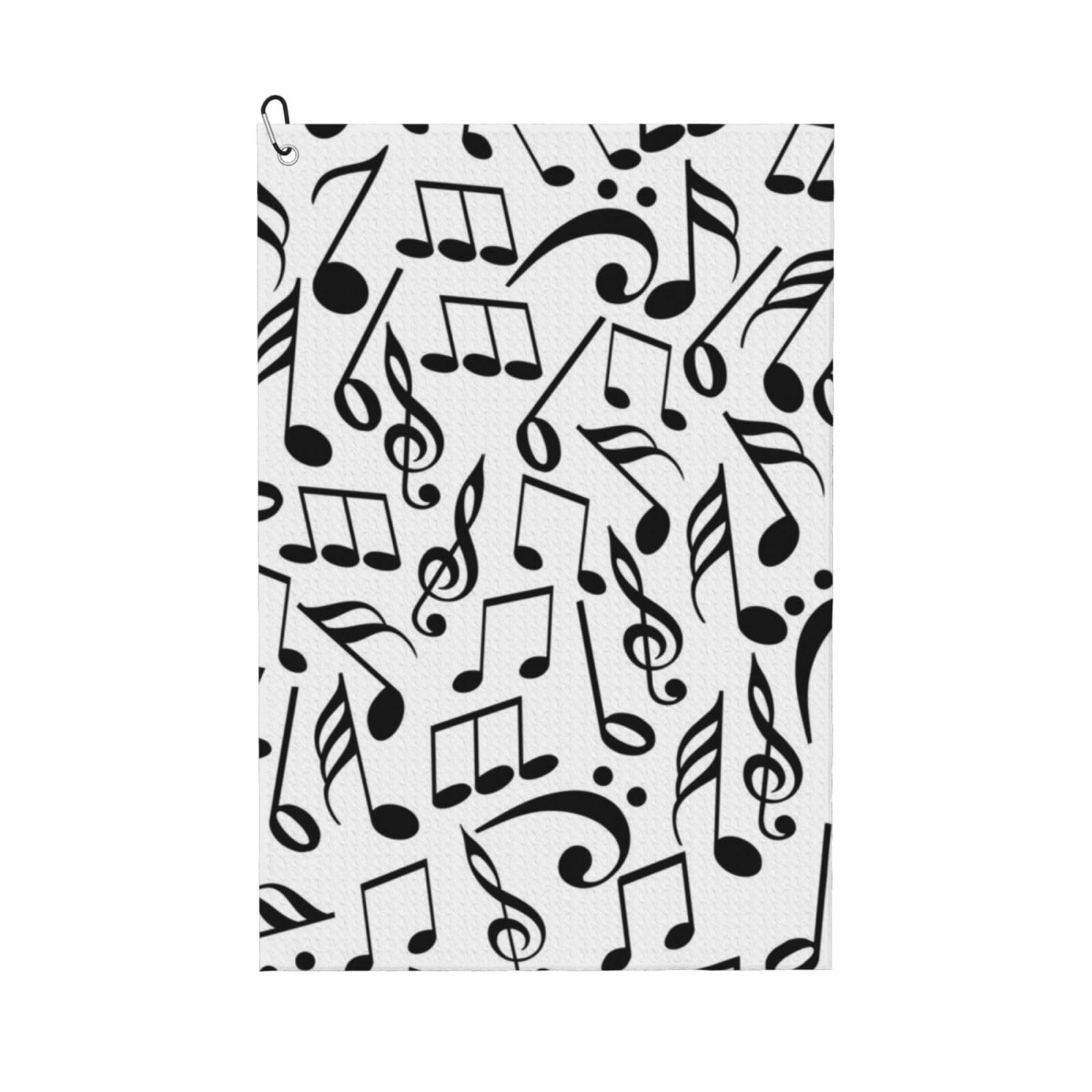 Hnnkloy Music Notes With Clef, 16x24 in Portable Waffle Golf Towels with Carabiner Clip for Golf Bag