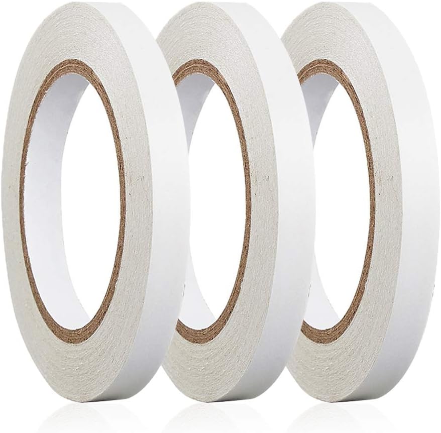 BNCHI Double Sided Sticky Tape, 3 Rolls 0.4" x 30 Yards Tape for Crafts, DIY, Photos, Wallpaper, Scrapbooking, Sewing, Handwork, Decorations, Rubber Stamps, Card, Boxes, Wrapping