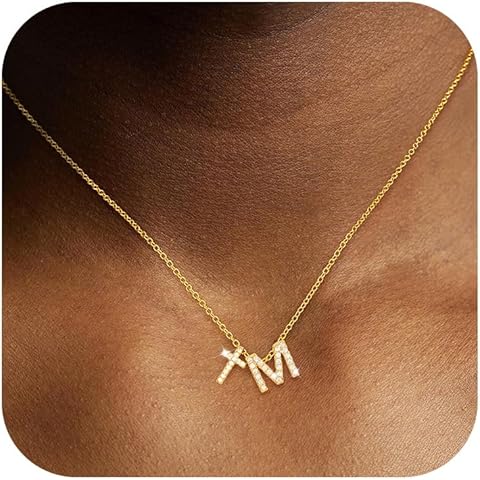 Cross Necklace for Women,14K Gold Plated Initial Necklace,Dainty Cross Letter Penda...