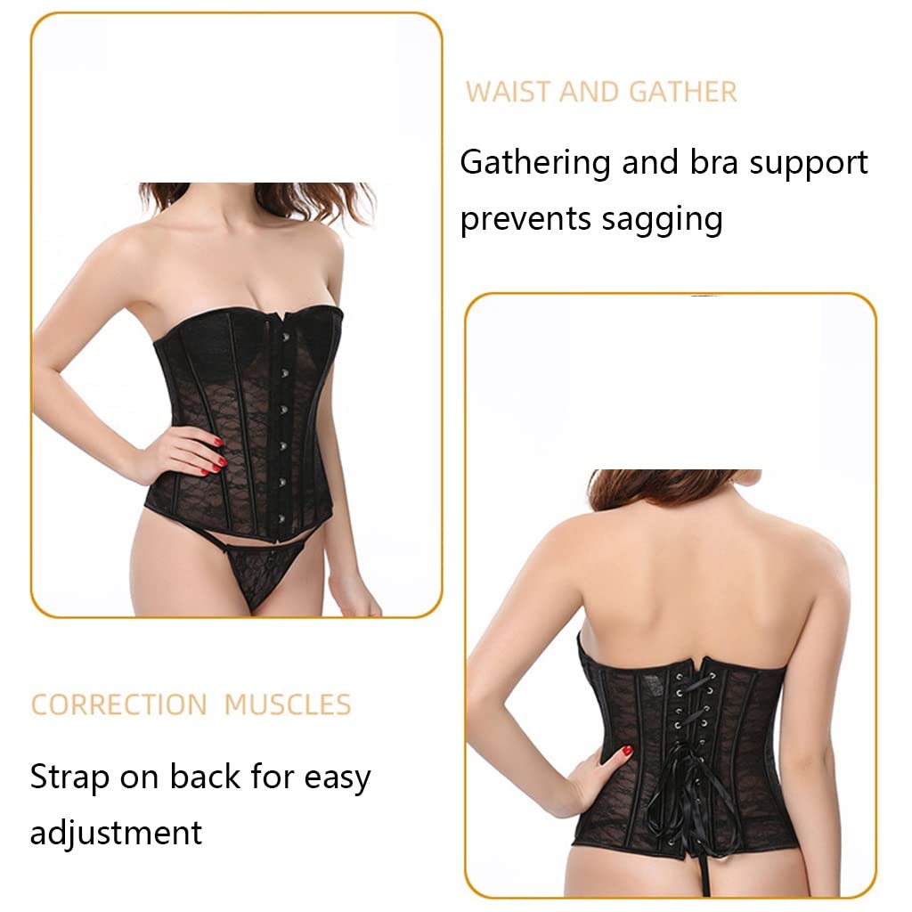 Amazon.co.jp: 女性用レースビスチェコルセットトップ メッシュ