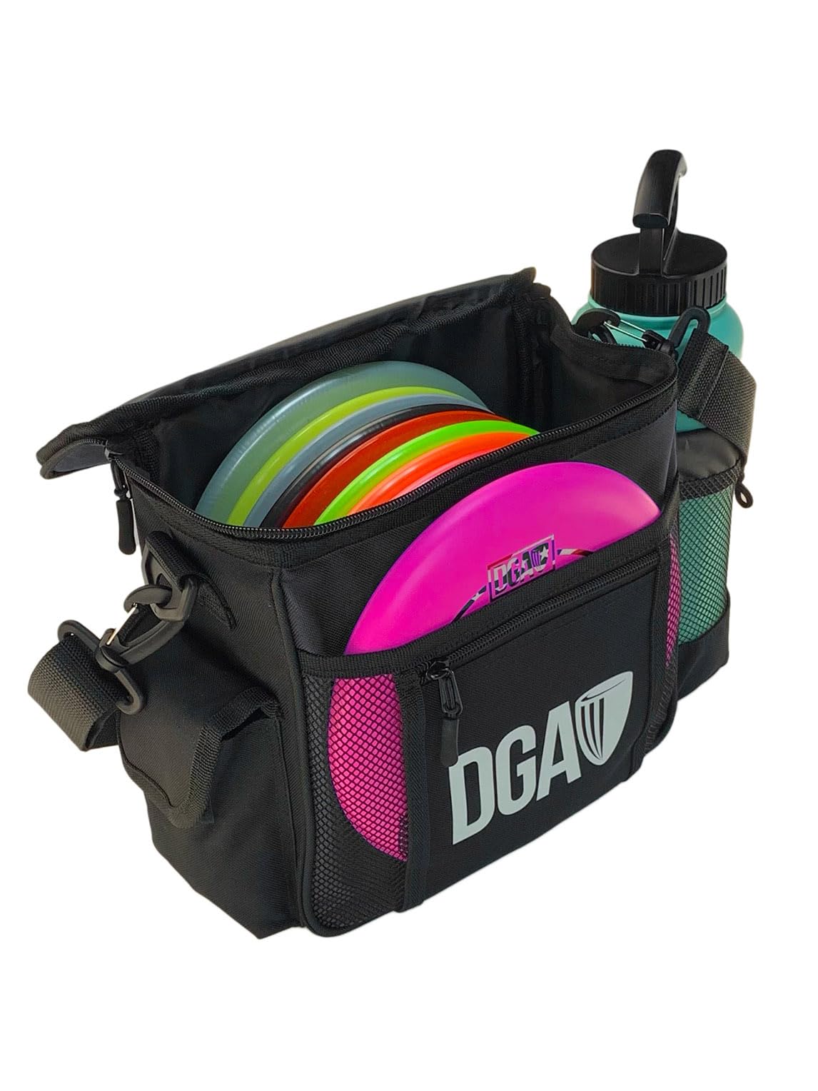 DGA Starter Disc Golf Bag (Black), 5 Pocket Disc Golf Starter Bag holds 8 to 10 Discs