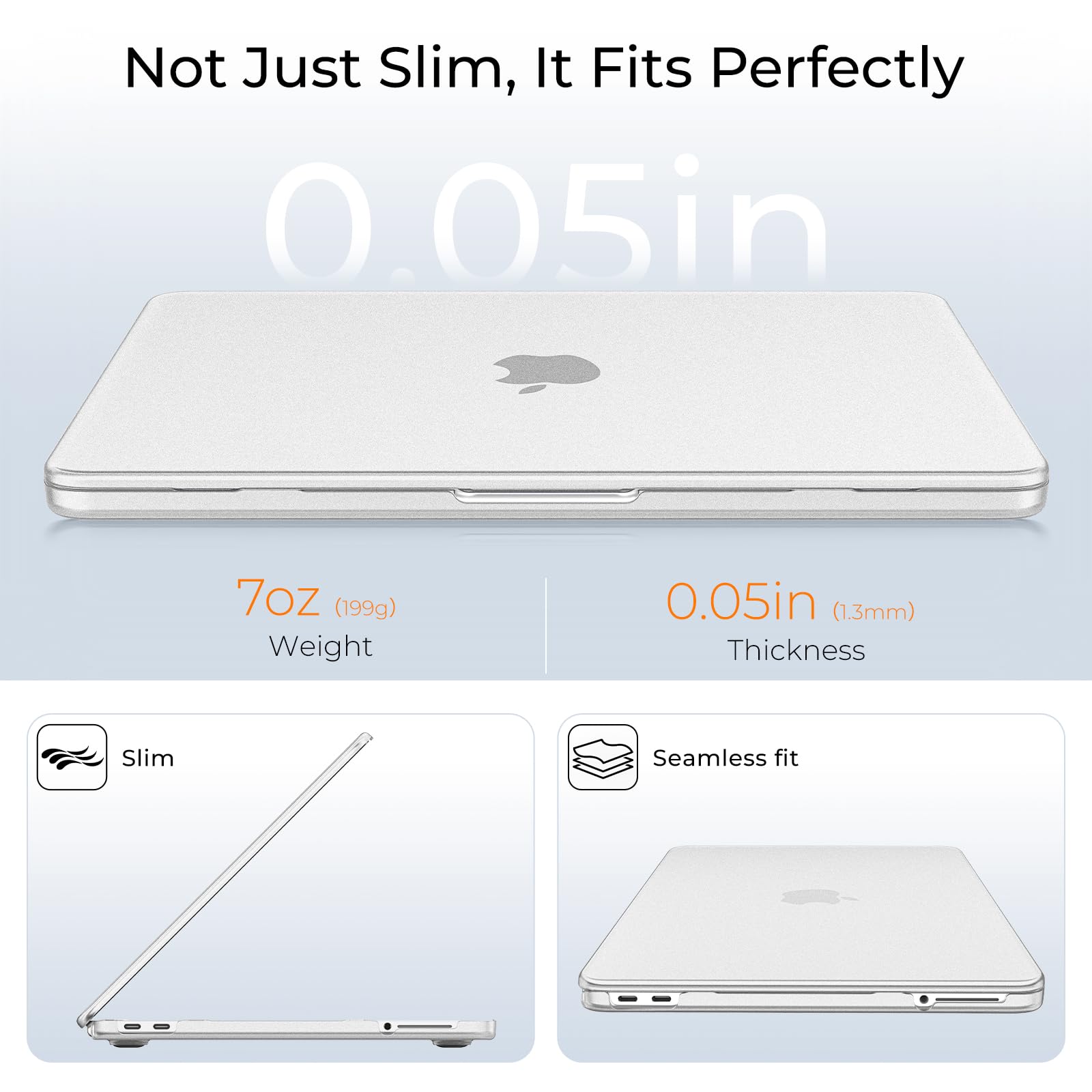 EooCoo for MacBook Neo Case 13 inch 2026 Model A3404, 100% Match Official Color, Anti-Fingerprint & Scratch Sturdy Protective Hard Shell Cover Laptop Accessories, Matte Clear - 5