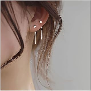 Boho Tassel Chain Threader Earrings Silver Bar Tassel Drop Earrings Vintage Tassel Chain Earrings Minimalist Linear Chain Dangle Earrings Jewelry for Women and Girls