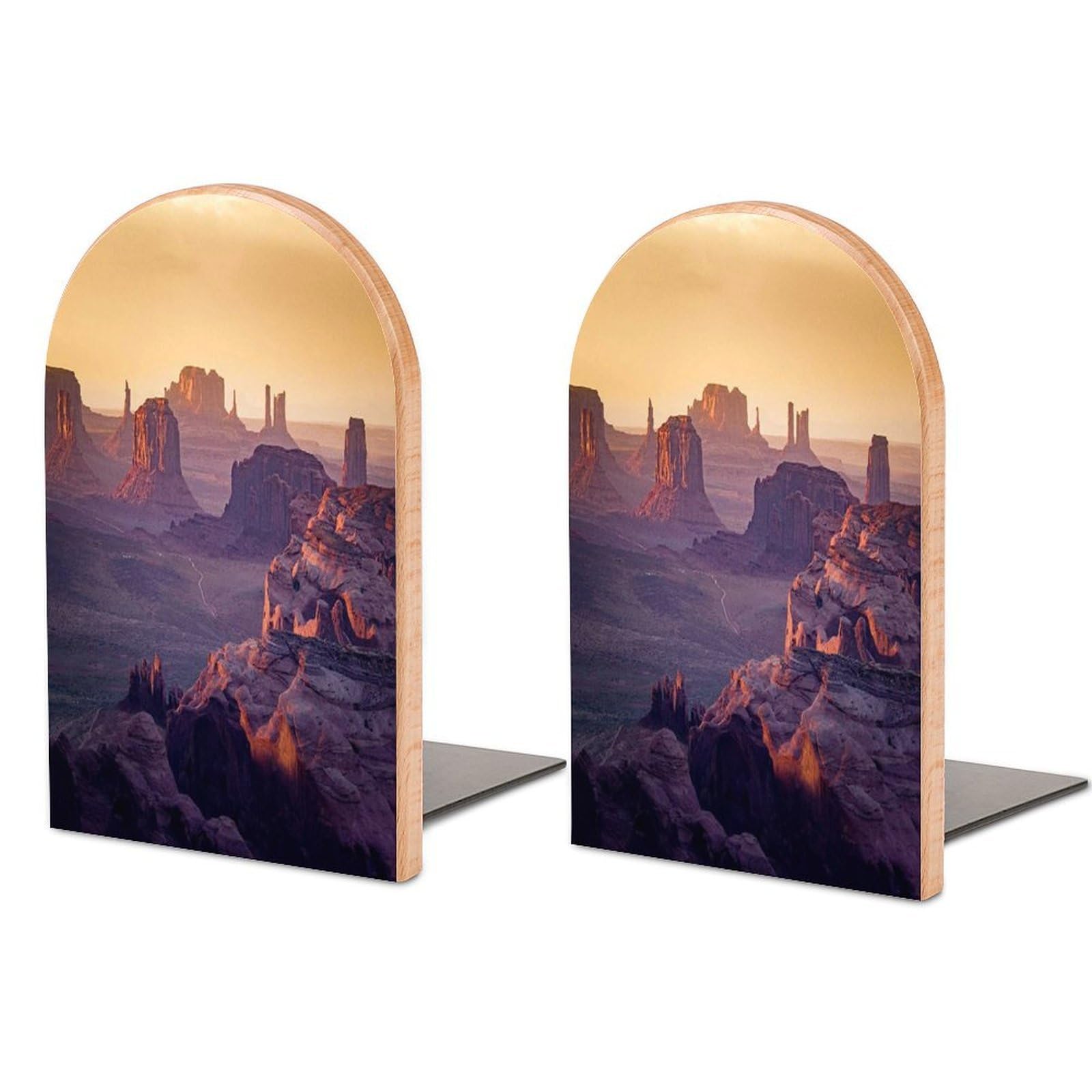 The Hunts Mesa Beech Wood Bookends Heavy Duty Book Organizers Desktop File Holder for Office Home Bookshelf